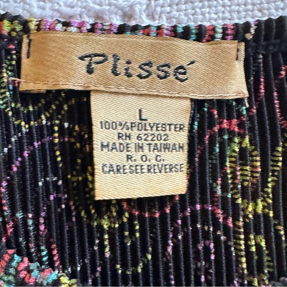 VTG Plisse Neon Abstract Swirls Micro-Pleated Sleeveless Top-Y2K Whimsigoth - Picture 6 of 7